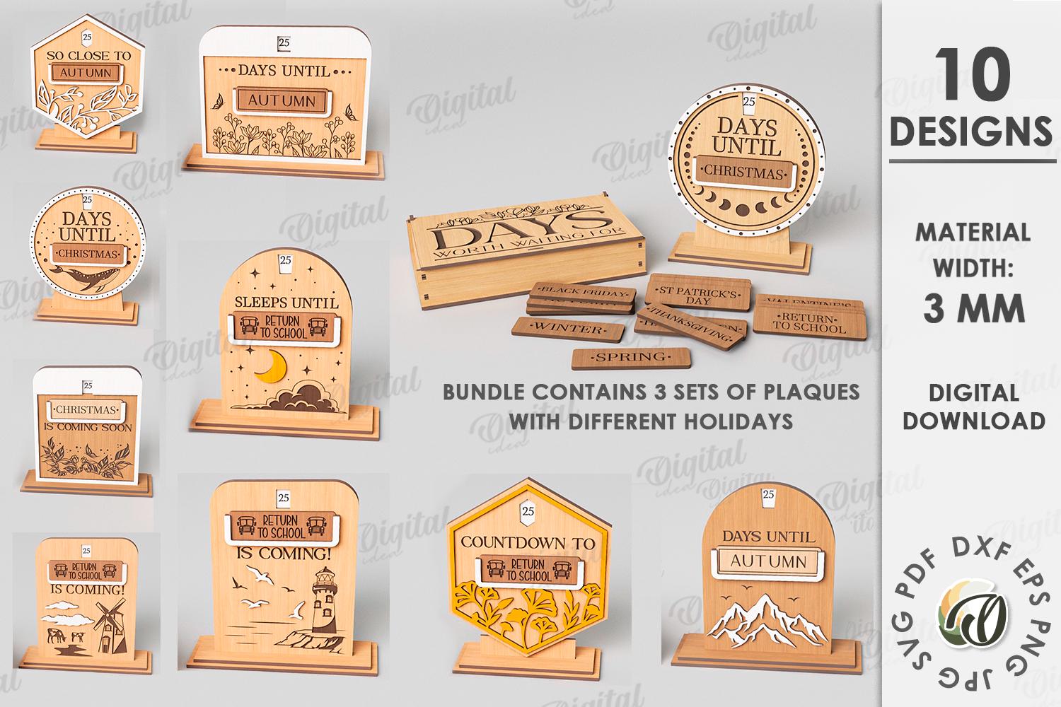 3D Interchangeable Countdowns Bundle, Days Until Calendar Laser Cut ...