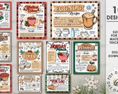 3D Christmas recipe signs bundle, kitchen sign laser cut, Xmas wall hanger, eggnog, gingerbread cookies svg, home decor, yule log