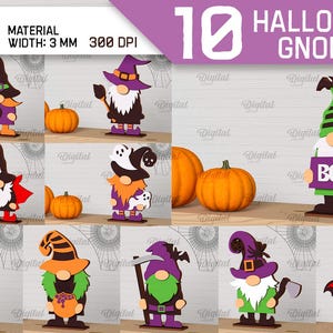 3D Halloween gnomes bundle, 3D gnome laser cut, wooden spooky gnomes svg, shelf sitters, cute gnome stand svg, scary home decoration svg