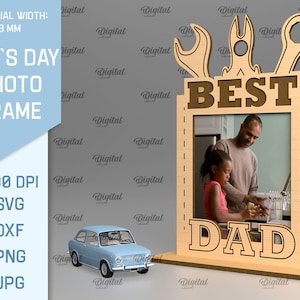 3D Father's day photo frame, Best dad svg, picture frame with stand, 3D laser cut frame, happy father's day svg, dad's day gift svg