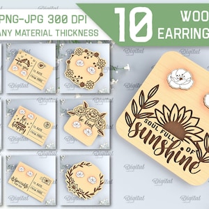 Ohrstecker Ohrringhalter Laser Cut Bundle, Holzohrring Display Karte, Schmuck Verpackung, Lasercut Ohrringanhänger, Schmuck Karte, Geschenk svg