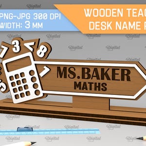 3D Wooden Teachers Desk Name Plate Bundle, Personalized Stand Laser Cut ...