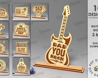 3D Father's day decors bundle, dad stand svg, 3D laser cut home decor, fathers day quotes svg, super dad svg, happy fathers day svg