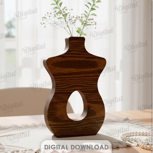 3D Blumenvasen Bundle, dekorative Vase Laser geschnitten Dateien, moderne Blumenhalter svg, Holz Wohnkultur, minimalistisch, Strauß Vase Bild 10