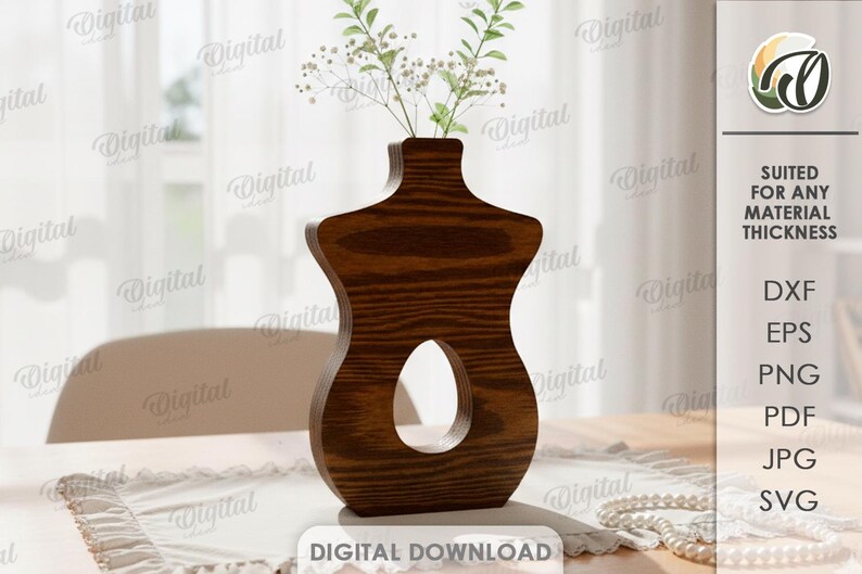 3D Blumenvasen Bundle, dekorative Vase Laser geschnitten Dateien, moderne Blumenhalter svg, Holz Wohnkultur, minimalistisch, Strauß Vase Bild 10