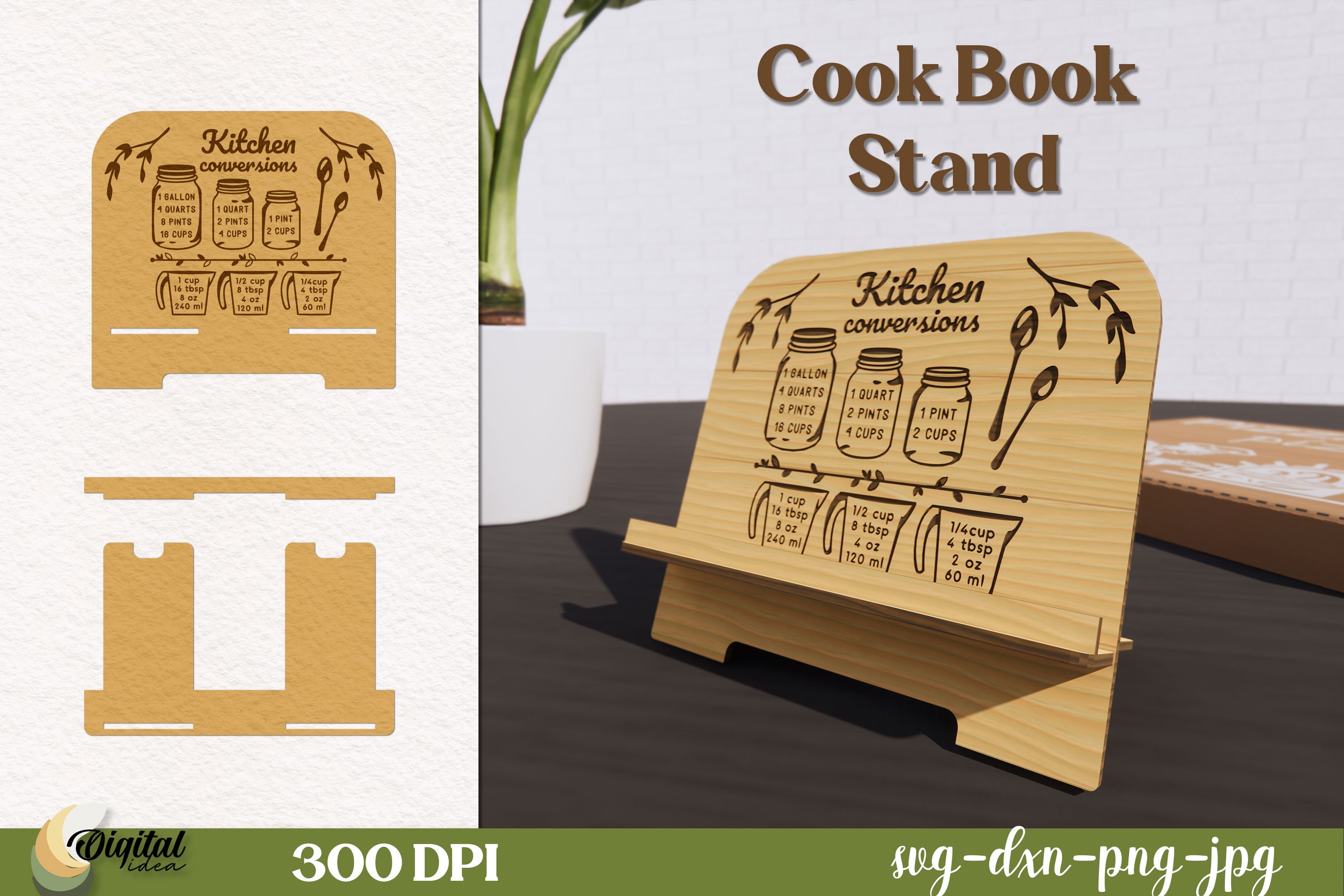 Cook Book Lasercut Stands Bundle, Kitchen Bundle, 3D Cookbook Stand ...