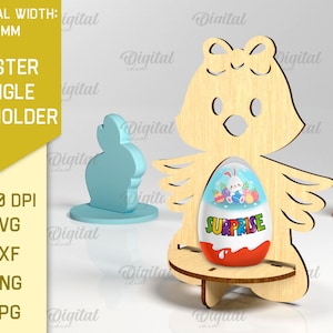 3D Easter chick single egg holder, 3D easter chicken stand laser cut, easter egg holder SVG, cute engraved kinder egg stand svg