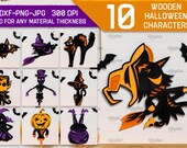 3D Halloween characters bundle, Halloween wall art laser cut, Halloween sign svg, wooden Halloween wall hanger, spooky home decor glowforge