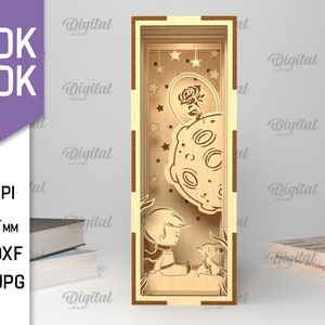 Coin livre 3D, conceptions de porte-livre découpées au laser, décor d'étagère de livre de conte de fées glowforge, svg de coin de livre pour enfants, insert d'étagère en couches découpé au laser