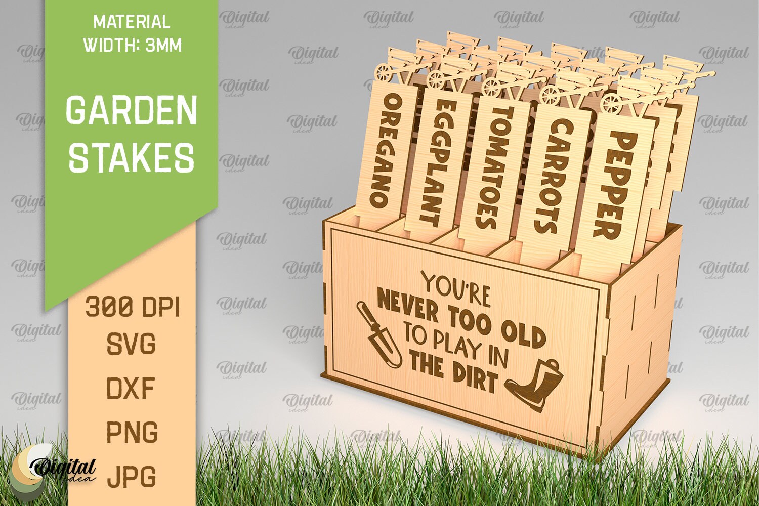 Sign Stake Svg 3D Garden Stakes Bundle, 3D Laser Cut, Vegetable Stakes Holder SVG ...