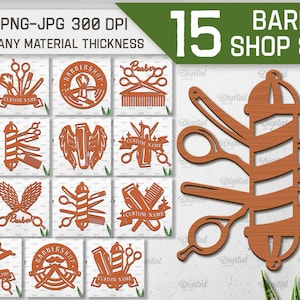 Lot de panneaux personnalisés pour salon de coiffure, panneau personnalisé découpé au laser, papier découpé pour coiffeur, art mural de salon de coiffure, panneau de bienvenue pour coiffeur, outils de barbier