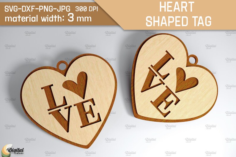 Heart Shaped Gift Tags Bundle, 3D Valentine's Day Heart Tag Svg ...