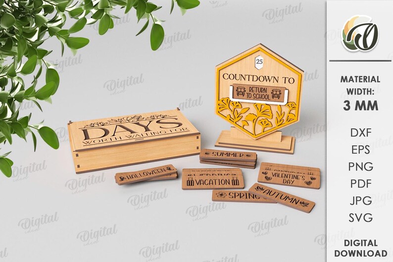Countdown Plates 3D Interchangeable Countdowns Bundle, Days Until Calendar Laser Cut ...
