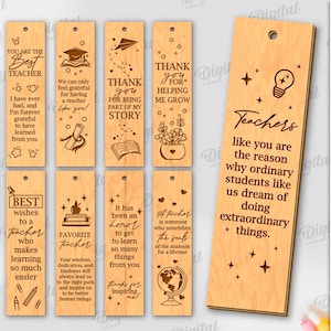 Teacher bookmarks Bundle, engraved bookmark laser cut, teacher quotes and sayings, end of school year svg, wooden bookmark, teacher gift