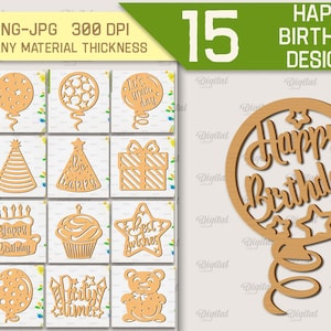 Alles Gute zum Geburtstag Laser Cut Bundle, alles Gute zum Geburtstag Wanddekor, Geburtstag Papierschnitt, Geburtstag Zitate, Holzwand Zeichen, Geburtstag Dekor svg