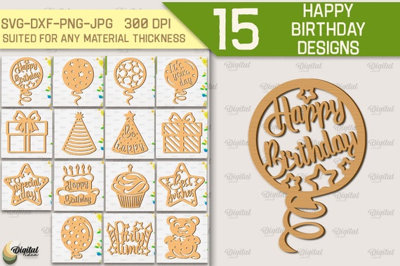 Happy Birthday laser cut bundle, Happy birthday wall decor, birthday paper cut, birthday quotes, wooden wall sign, birthday home decor svg
