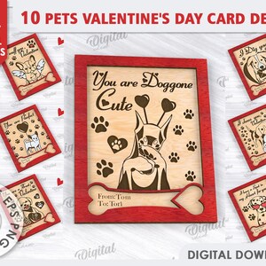 3D-Haustier-Valentinstagskartenpaket, personalisierte Valentinstagskarte Laserschnitt, kundenspezifische Liebesgrußkarte, Haustiere Valentinstagszitate und Wortspiele
