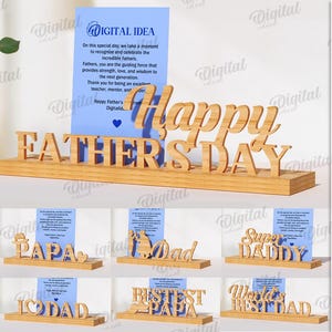 3D Father's Day card holder bundle, photo holder laser cut, Happy Father's Day quotes svg, wooden picture stand, block display, Grandpa gift
