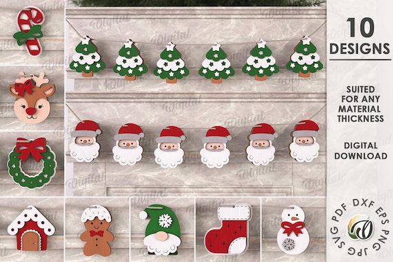 3Dクリスマスガーランドバンドル、クリスマスレイヤードオーナメント