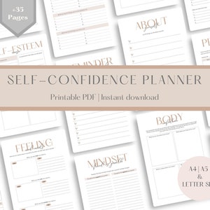 Self Confidence Planner | Self Confidence Printable | Self Confidence Worksheets | Self Esteem Workbook Self Confidence Self Esteem Journal