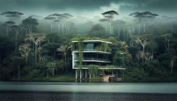 Home Architecture | Eco-friendly | Wall Art | Home Decor | Artwork | printable Art & Collectibles | forest-House | Digital Prints