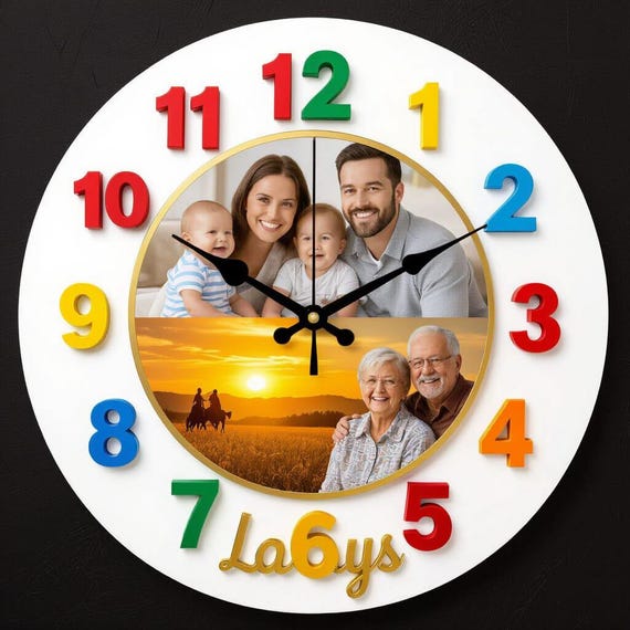 A symbolic family wall clock artwork representing the passage of time and generations.