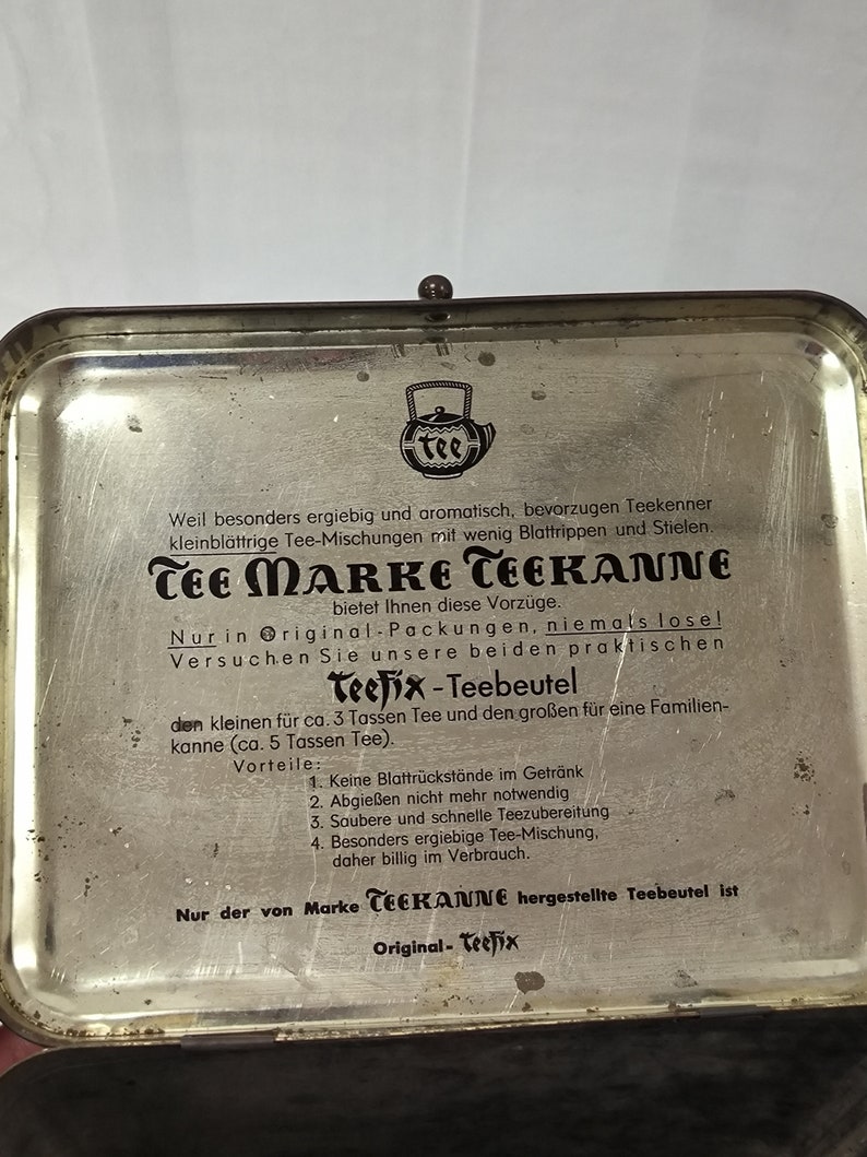 Deckel Dose Groß Tee Teekanne Kobold Blau Indische Motive 1950 1960 Sammlerstück Bild 6