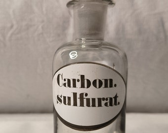 1900 "Carbon Sulfate" Apothecary Bottle with Glass Enamel Lid