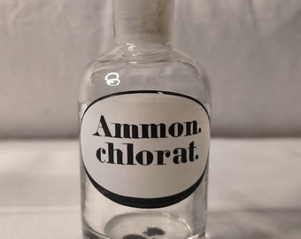 1900 "Ammon Clorat." Apotheker Flasche mit Deckel Glas Emaile