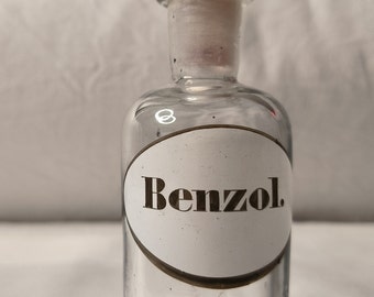 1900 "Benzol" apothecary bottle with glass enamel lid