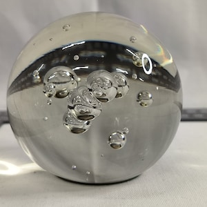 Paperweight heavy ball clear glass with bubbles