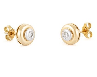 Diamond Stud Earrings in 18k White and Yellow Gold