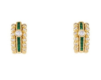 Emerald Diamond Earrings in 18k Gold