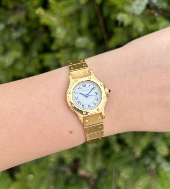 Original Cartier Watch 18K Gold Ladies Cartier Watch Santos Ronde Luxury Watch