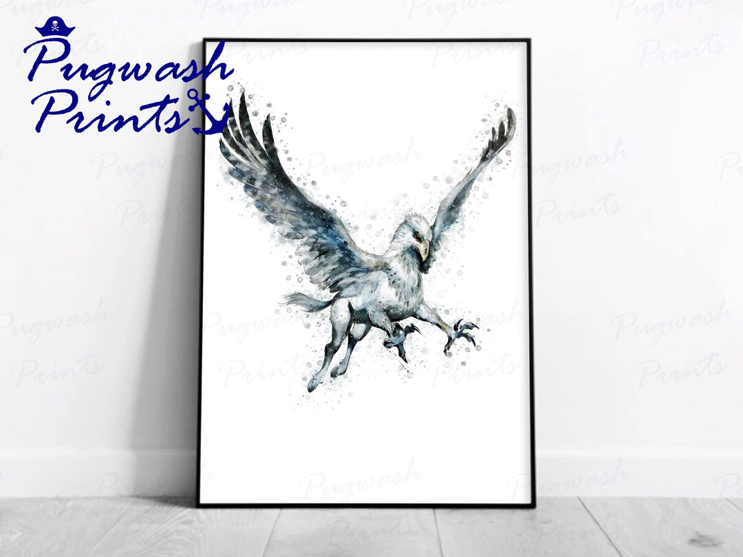 Magic Beasts Print 'HIPPOGRIFF' Watercolour Splash Art, Character Print ...
