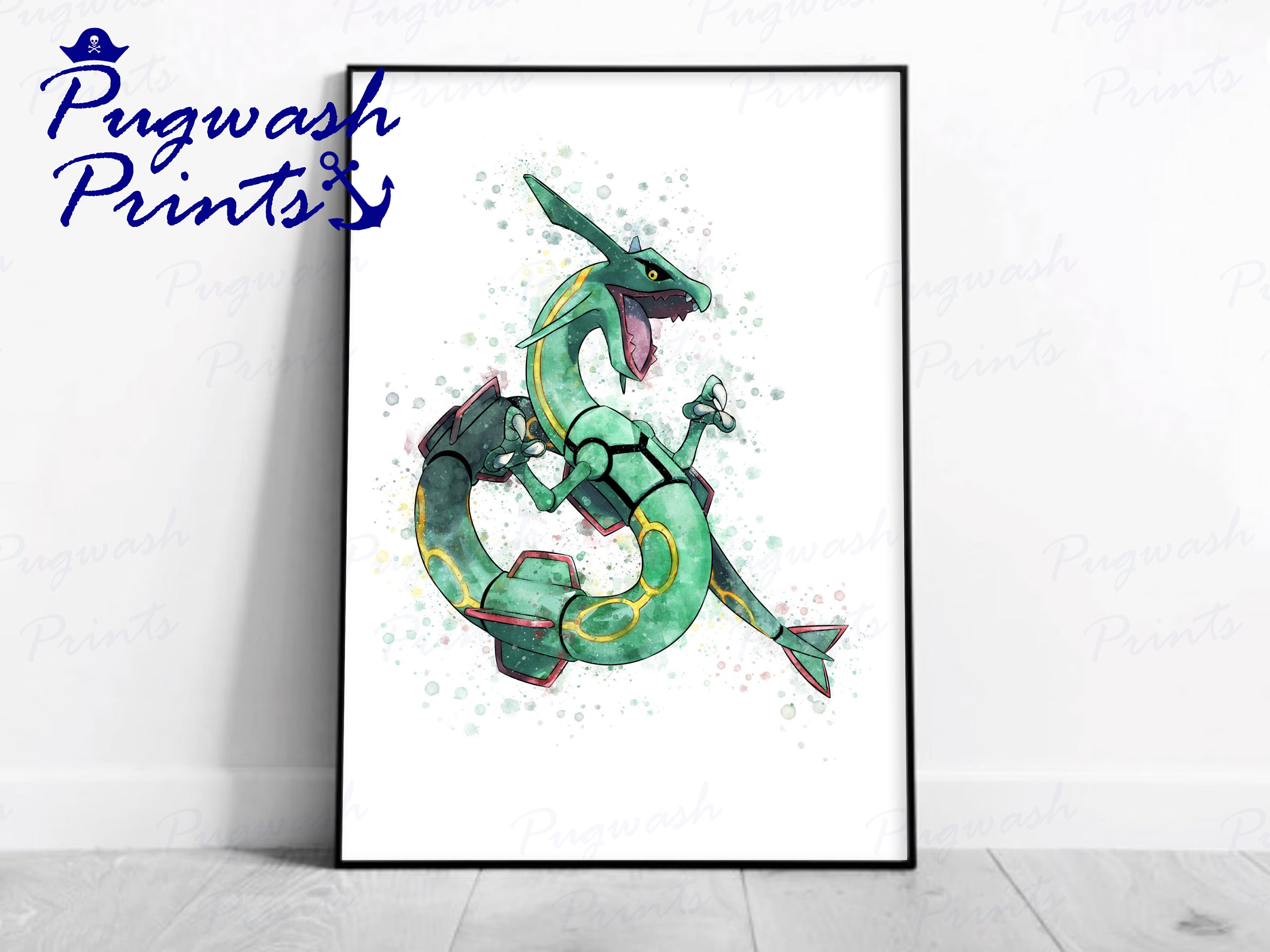 Delta Stream Shiny Rayquaza Pokemon Print Poster Pokemon 