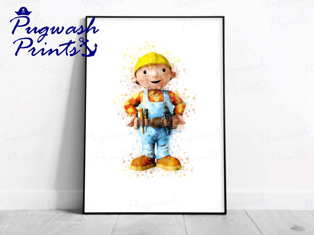 Bob the Builder Print 'BOB THE BUILDER' Watercolour Splash Art ...