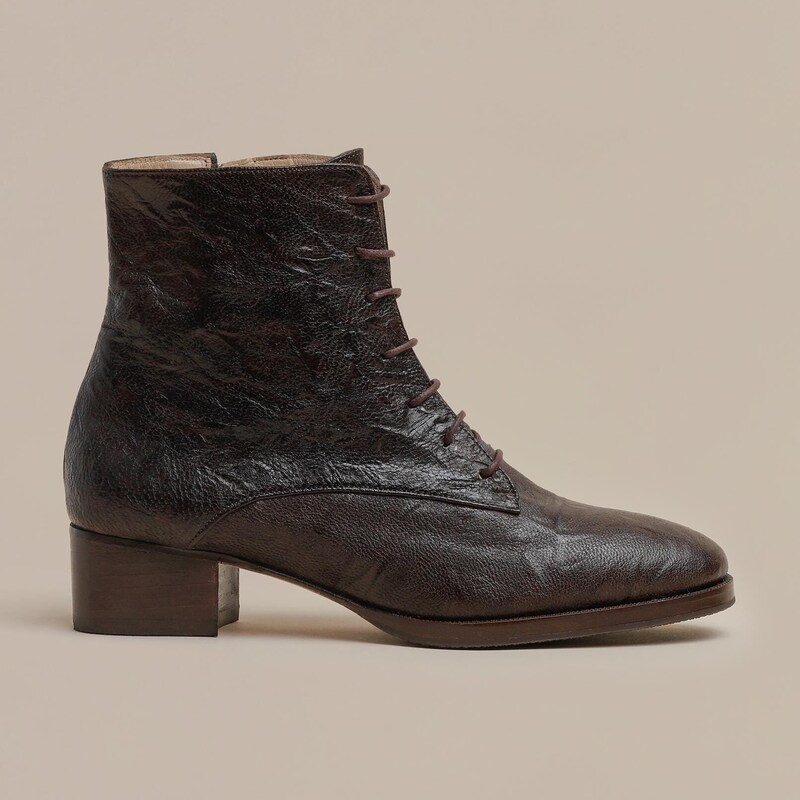 Embossed Panel Lace Up Shoes Brown main image 0