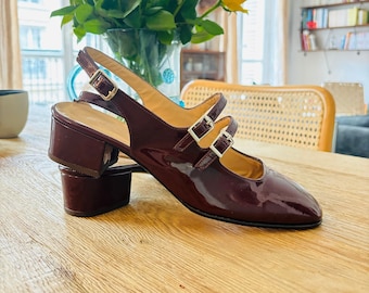 Open Heels Patent Leather Burgundy