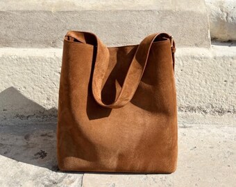 Handmade Brown Suede Leather Tote Bag | Large Tote Bag I Working Bag I Oversized Hob Bag