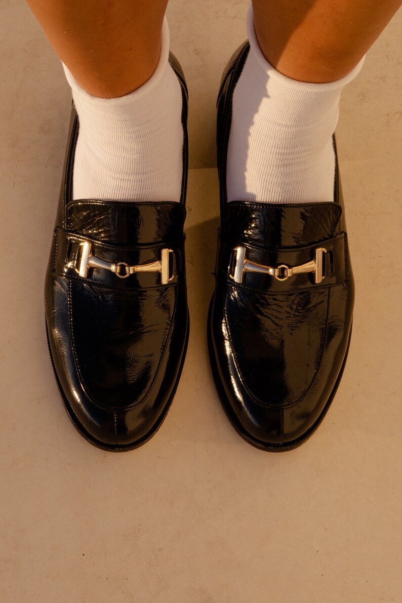 Patent Leather Handmade Black Loafer image 2