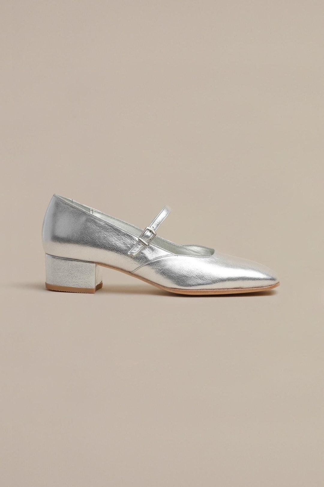Chic Silver Handmade Mary Jane Shoes for Women Elegant and — free download