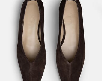 Fayne Studio- Deep Brown Suede Ballerina- Women's Flat
