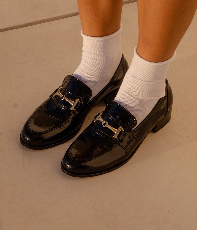 Patent Leather Handmade Black Loafer image 1