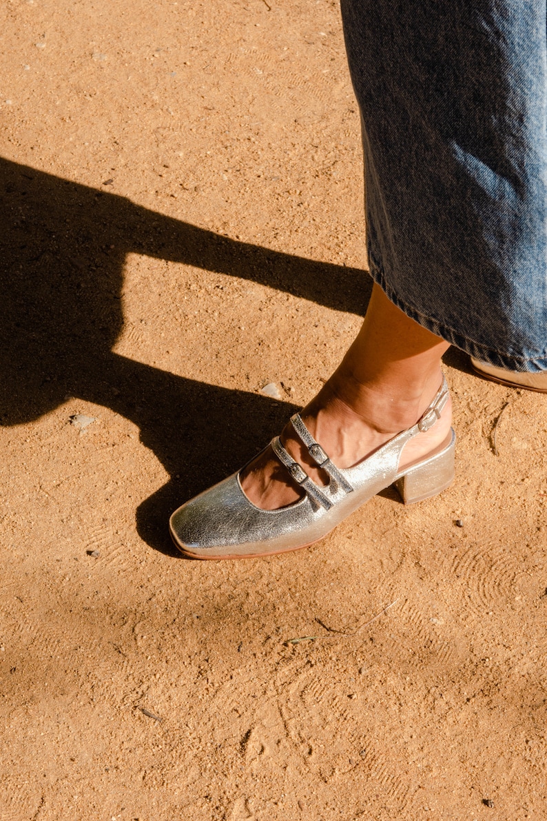 Silver Leather Stylish Mary Jane Shoes for Women Elegant Silver Mary — free download
