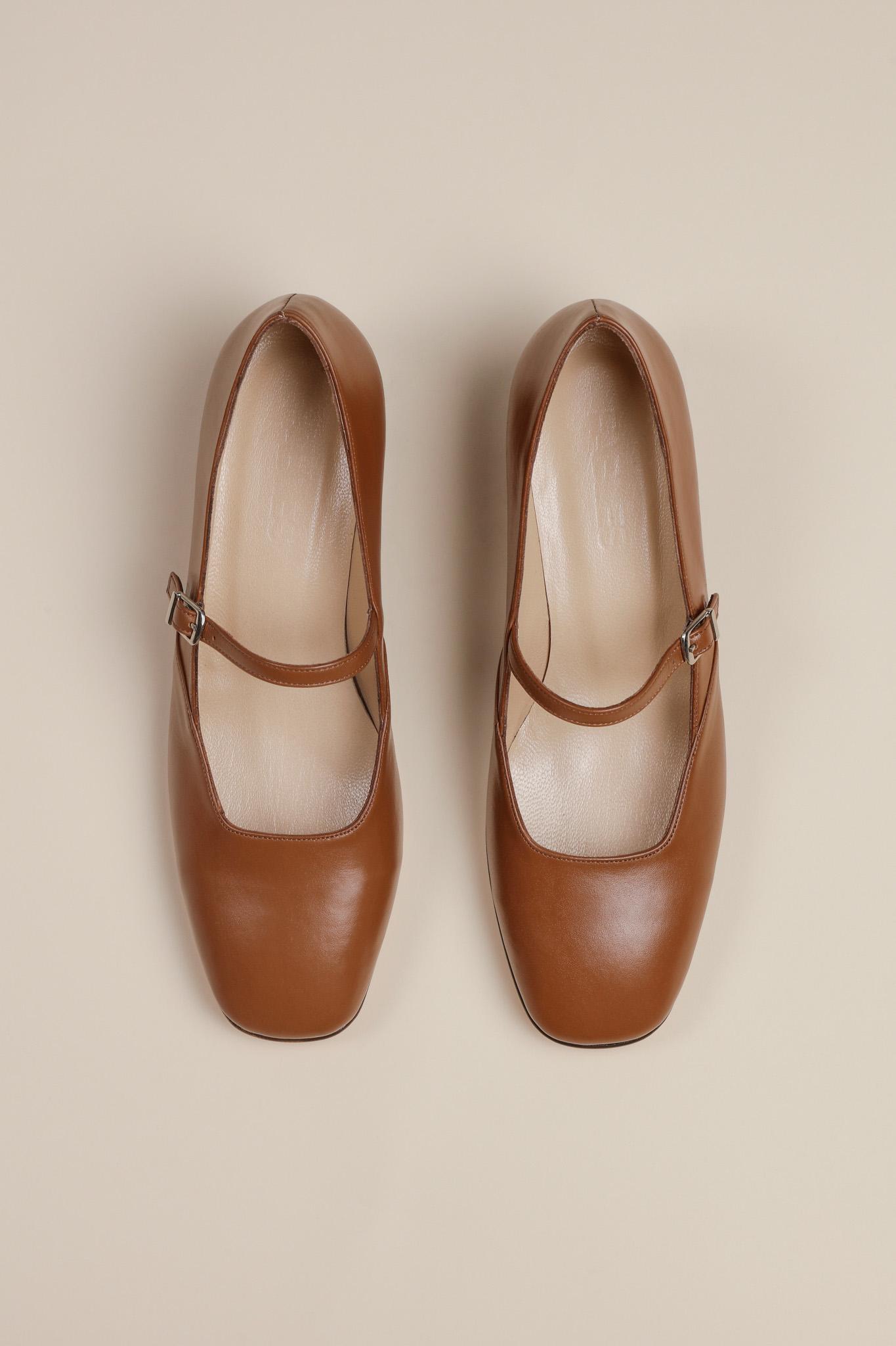 Chic Brown Handmade Mary Jane Shoes for Women | Elegant and