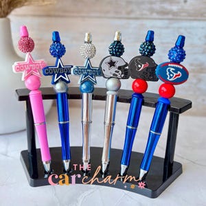 Football Inspired Beaded Pen Set | Red Navy Silver & Blue | Game Day Pens | Sports Fan Gift | Football Fan