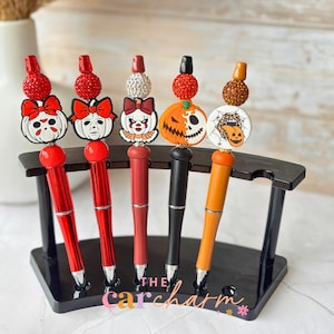 Horror Pumpkin Beaded Pen | Spooky Halloween Pen | Creepy Cute Desk Accessory | Scary Pumpkin Stationery | Halloween Office Gift