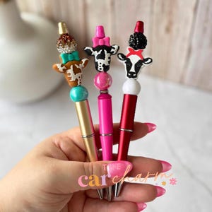 Cow Beaded Pen | Cute Beaded Pen | Cow Themed Pen | Unique Beaded Pen | Cow Pen Accessory | Trendy Beaded Pen | Aesthetic Cow Pen