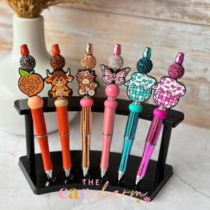 Beaded Pen | Refillable Bead Pen | Cute Aesthetic Pen | Just Peachy, Highland Cow, Butterfly, Disco Cowgirl | Gift for Her